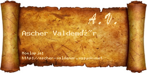 Ascher Valdemár névjegykártya